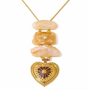 Gold Heart Pendant  Long Necklace – Stainless Steel
